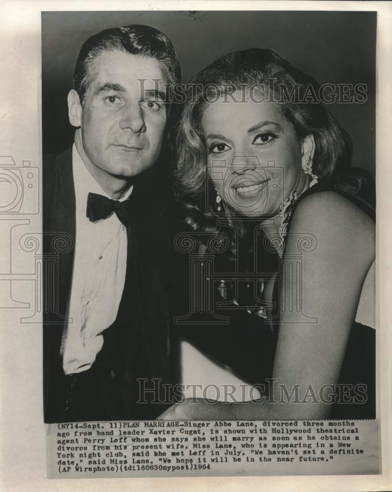 1964 Press Photo Singer Abbe Lane and Hollywood agent Perry Leff to be married.