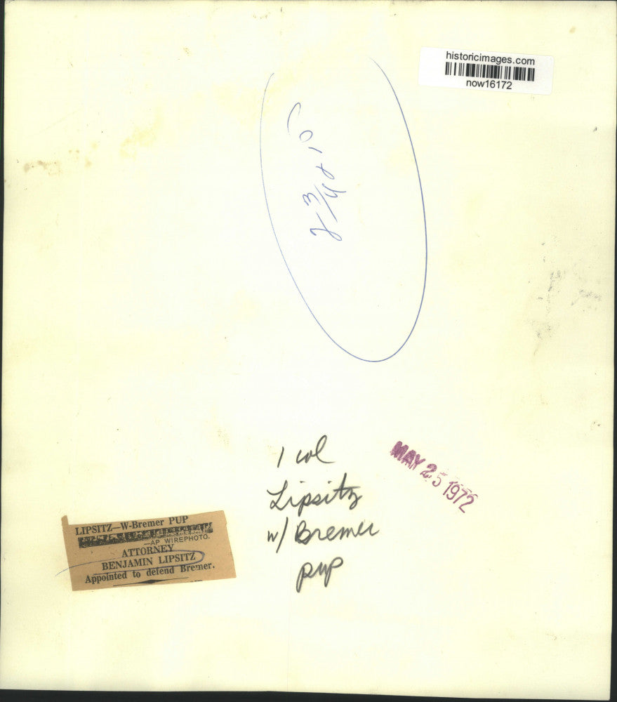 1972 Press Photo Attorney Benjamin Lipsitz appointed to defend Bremer.