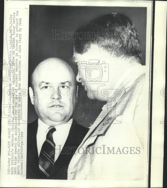 1969 Press Photo US Defense Secretary Laird and Britain's Healey at NATO talks