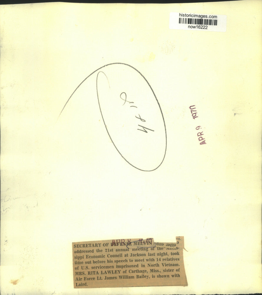 1970 Press Photo Defense Secretary Laird Met With POW Sister, Rita Lawley