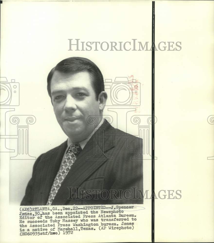 1972 Press Photo J. Spencer Jones appointed News Photo Editor of AP Atlanta