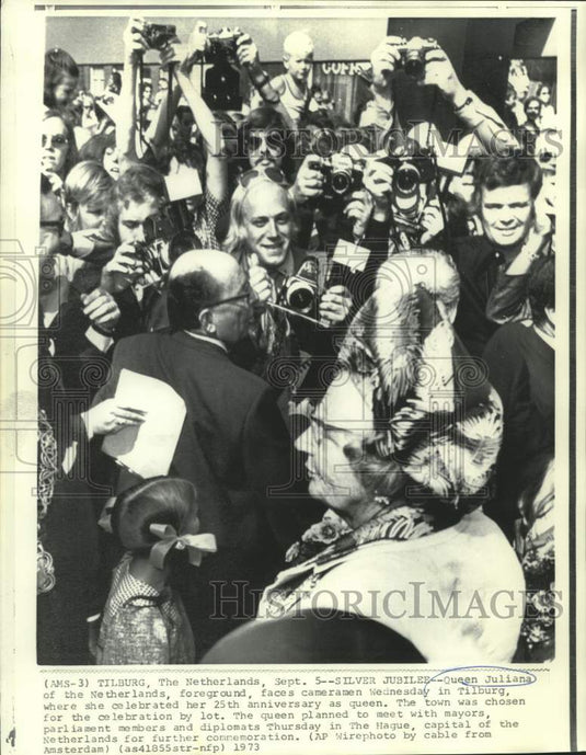 1973 Press Photo The Netherlands' Queen Juliana celebrates 25 years as Queen