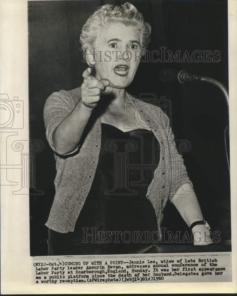 Load image into Gallery viewer, 1960 Press Photo Jennie Lee, widow of British Labor Party leader Aneurin Bevan
