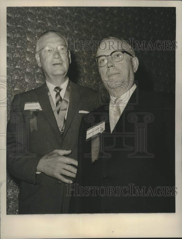 Load image into Gallery viewer, 1961 Press Photo Dr. Leonard Larson and another at AMA meeting - now16340
