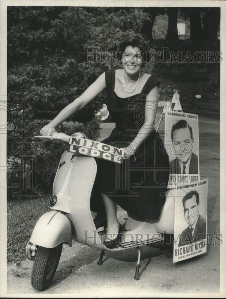 1960 Press Photo Lily Lodge campaigns for uncle Henry Cabot Lodge in Connecticut