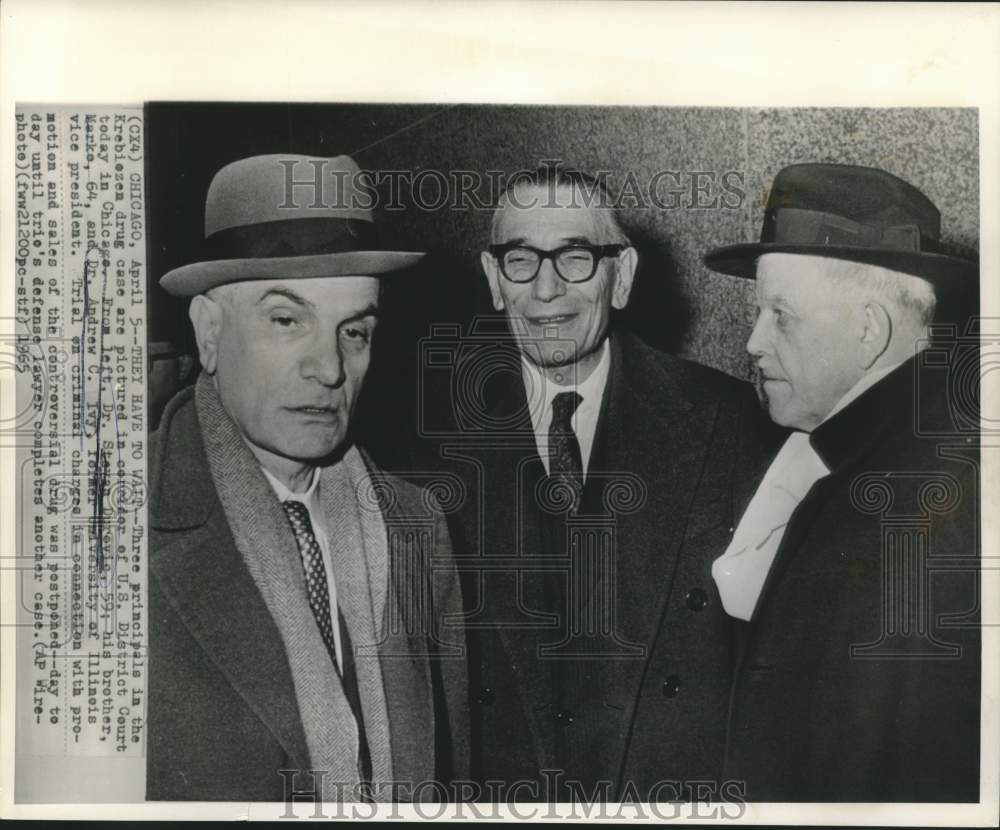 1965 Press Photo Dr. Andrew Ivy and other principals in Krebiezen drug case
