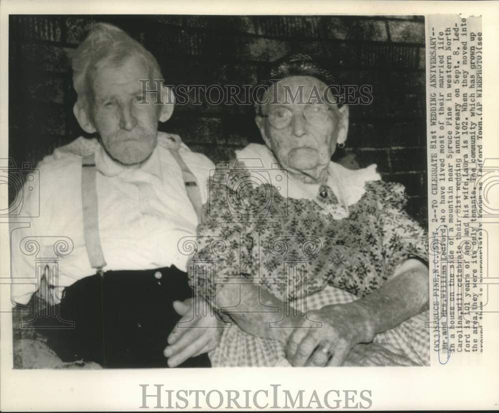 1961 Press Photo Mr. and Mrs. William Ledford celebrate 81st wedding anniversary