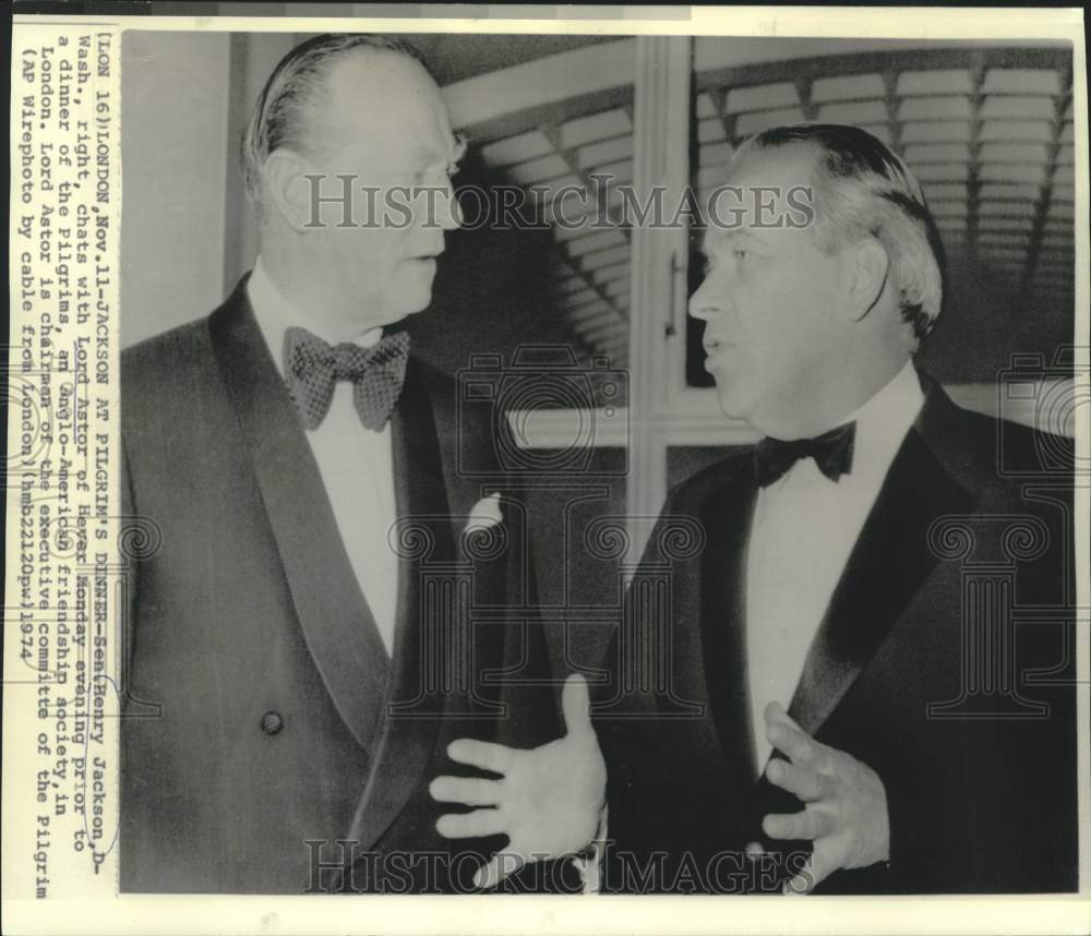 1974 Press Photo Senator Henry Jackson chats with Lord Astor in London