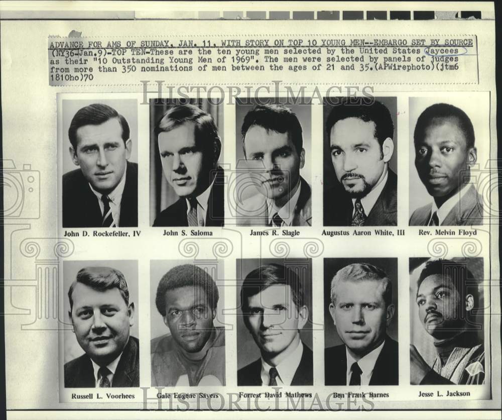 1970 Press Photo United States Jaycees' "10 Outstanding Young Men of 1969."
