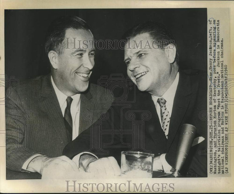 Load image into Gallery viewer, 1960 Press Photo Senators Henry Jackson and Morton before "Meet the Press"
