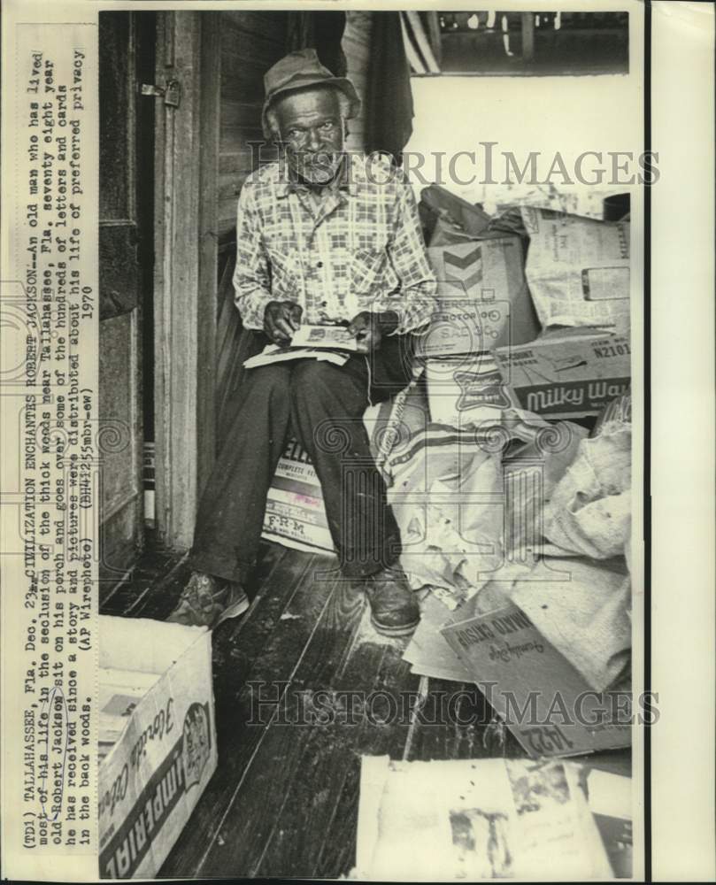 1970 Press Photo Robert Jackson lives in seclusion in Florida's thick woods