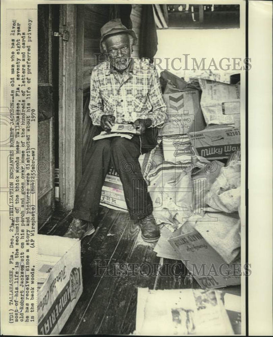 1970 Press Photo Robert Jackson lives in seclusion in Florida's thick woods