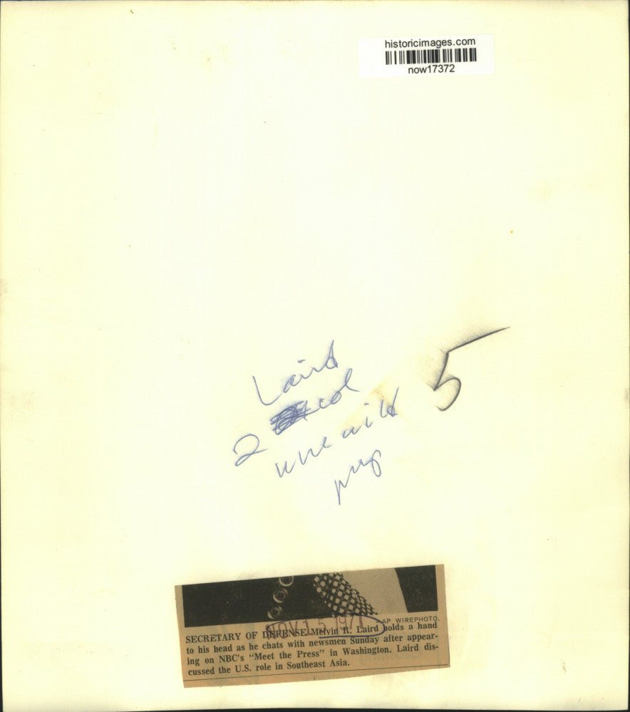 1971 Press Photo Secretary of Defense Melvin Laird at Press Conference, Wash. DC