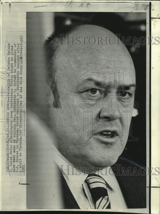 1971 Press Photo Sec. of Defense Melvin Laird, news conference, Washington D.C.