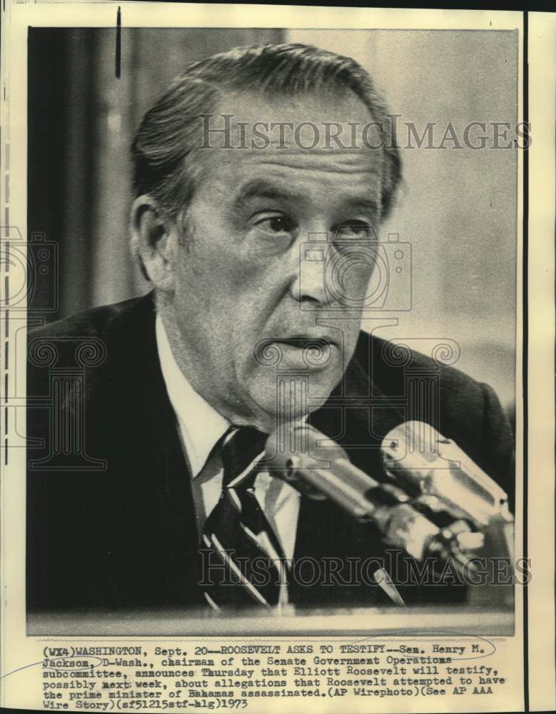 1973 Press Photo Senate Government Operations Chairman Senator Henry Jackson