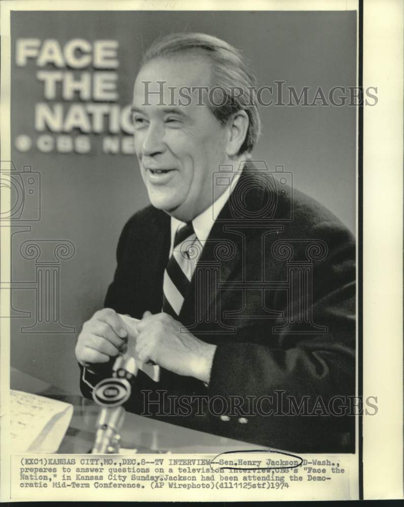 Load image into Gallery viewer, 1974 Press Photo Senator Henry Jackson appears on CBS' "Face the Nation"
