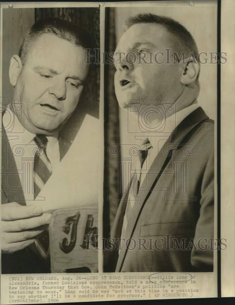 1966 Press Photo Former Louisiana congressman Gillis Long at news conference