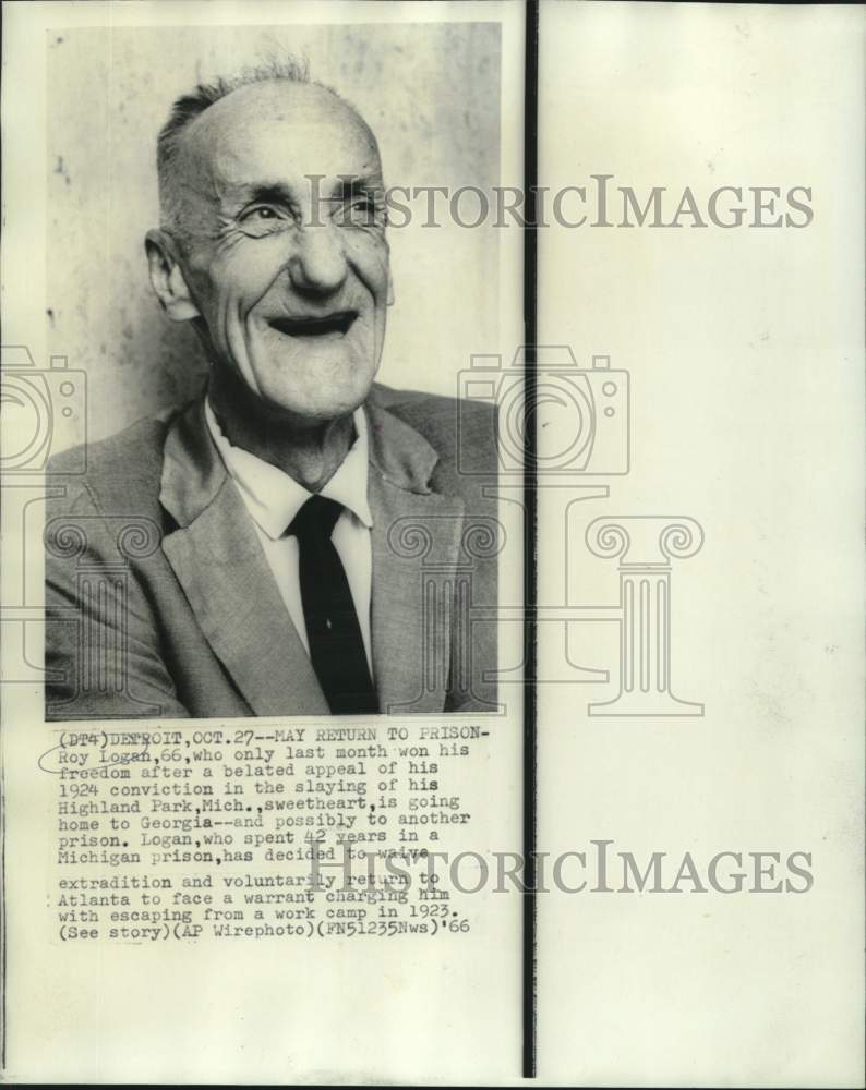 1966 Press Photo Released Michigan prisoner Roy Logan may return to prison