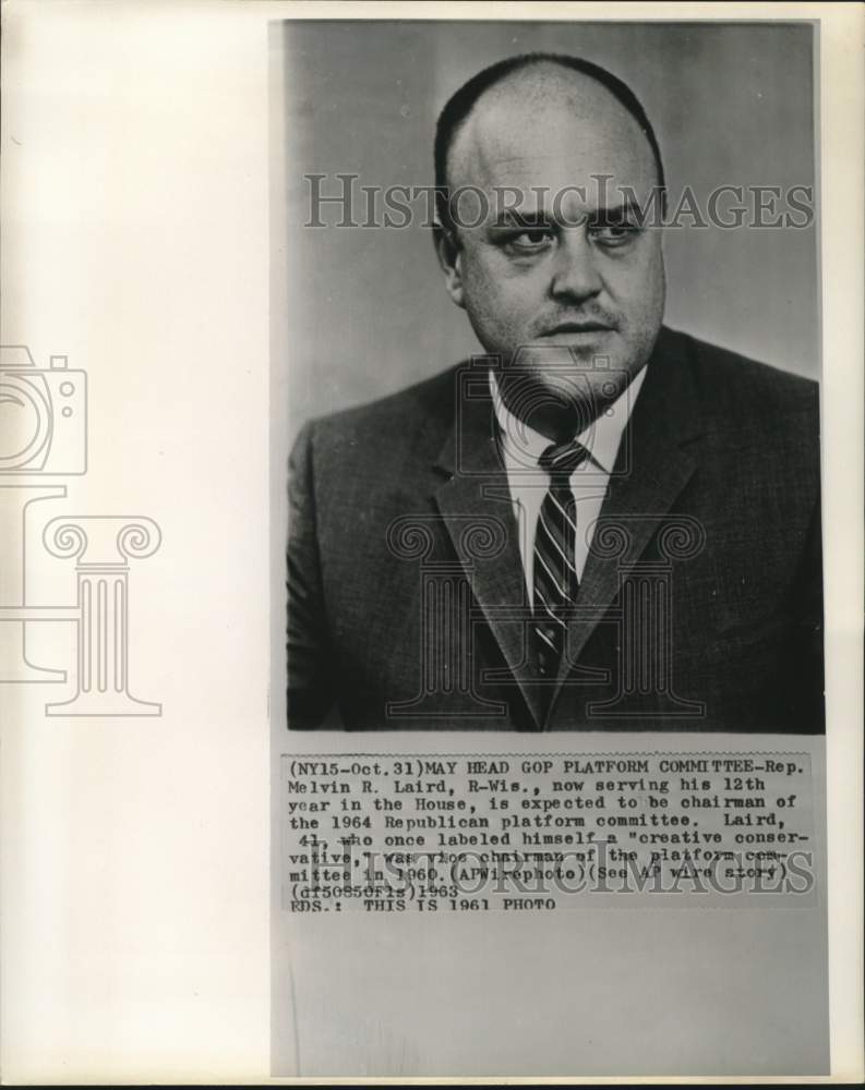 Load image into Gallery viewer, 1961 Press Photo Melvin Laird expected to be GOP Platform Committee Chairman
