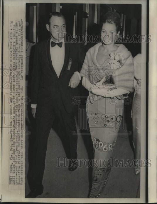 1967 Press Photo Florida Governor Claude Kirk and fiancee Erika Mettfeld at Ball