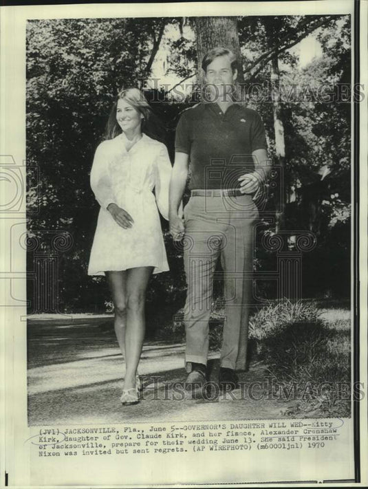 1970 Press Photo Florida Governor Kirk's daughter Kitty and fiancee Alexander