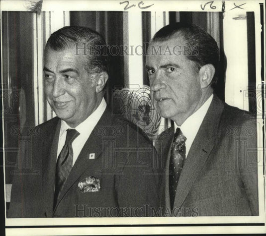 1970 Press Photo President Nixon and Sinan Korle arrive at United Nations.