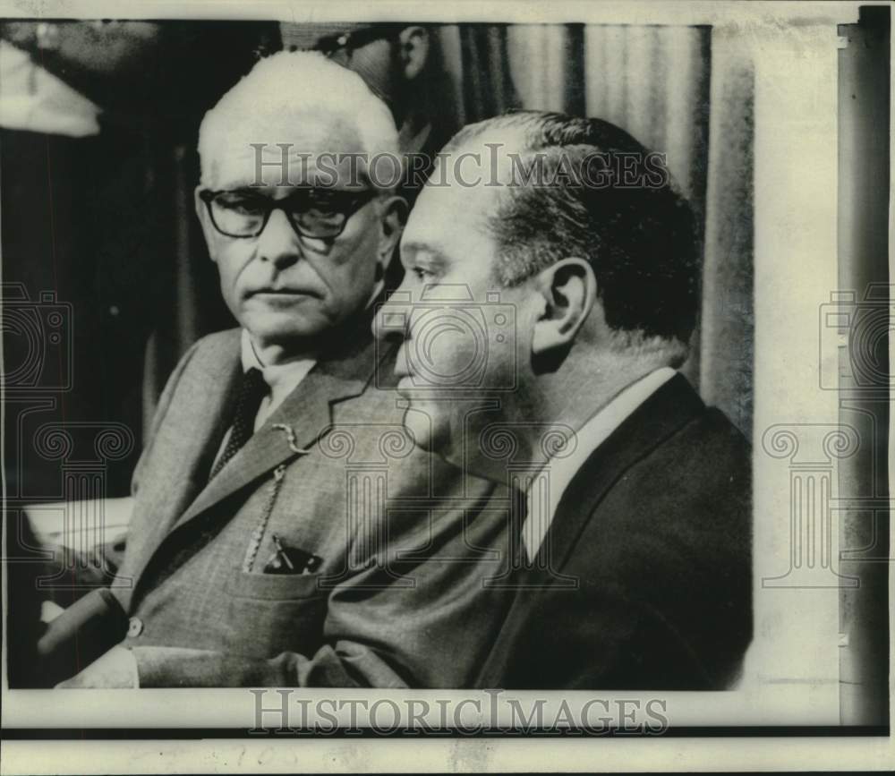 1967 Press Photo Senators Thomas Dodd and Russell Long in Washington - now18145