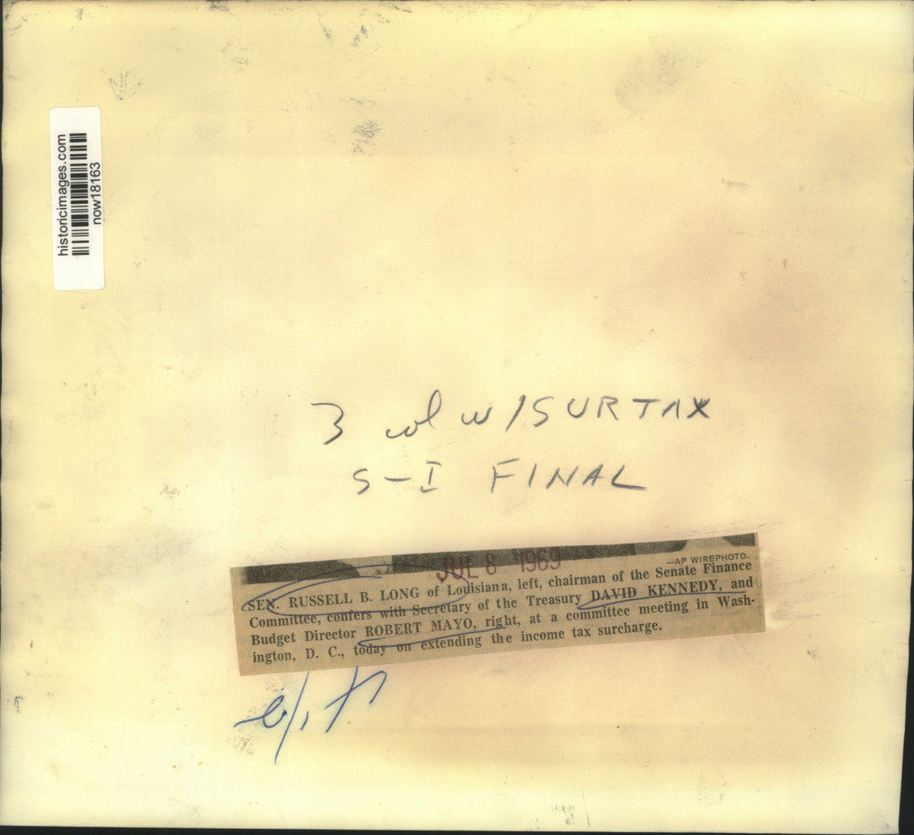 1969 Press Photo Senator Russell Long and others at Washington committee meeting