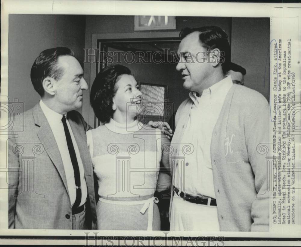 1968 Press Photo Florida Gov. Claude Kirk, Mr. & Mrs. William Miller in Florida