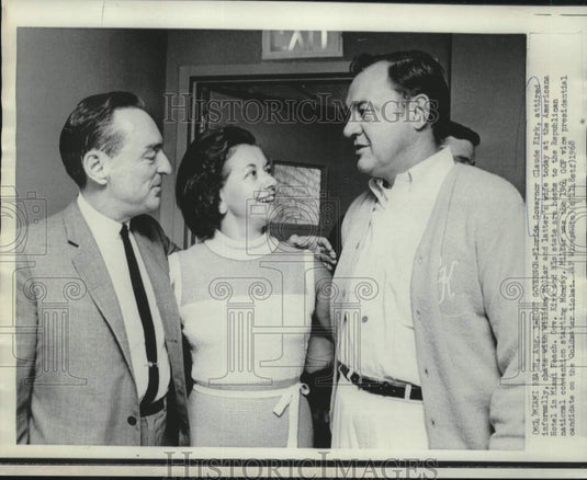 1968 Press Photo Florida Gov. Claude Kirk, Mr. & Mrs. William Miller in Florida