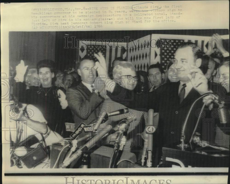 Load image into Gallery viewer, 1966 Press Photo Florida Governor Claude Kirk with supporters after election, FL
