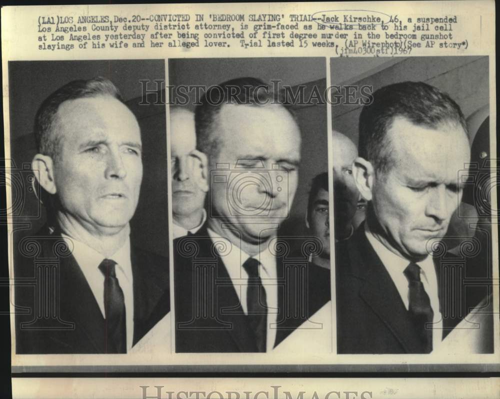 1967 Press Photo Grim-faced convicted murderer Jack Kirschke walks back to jail