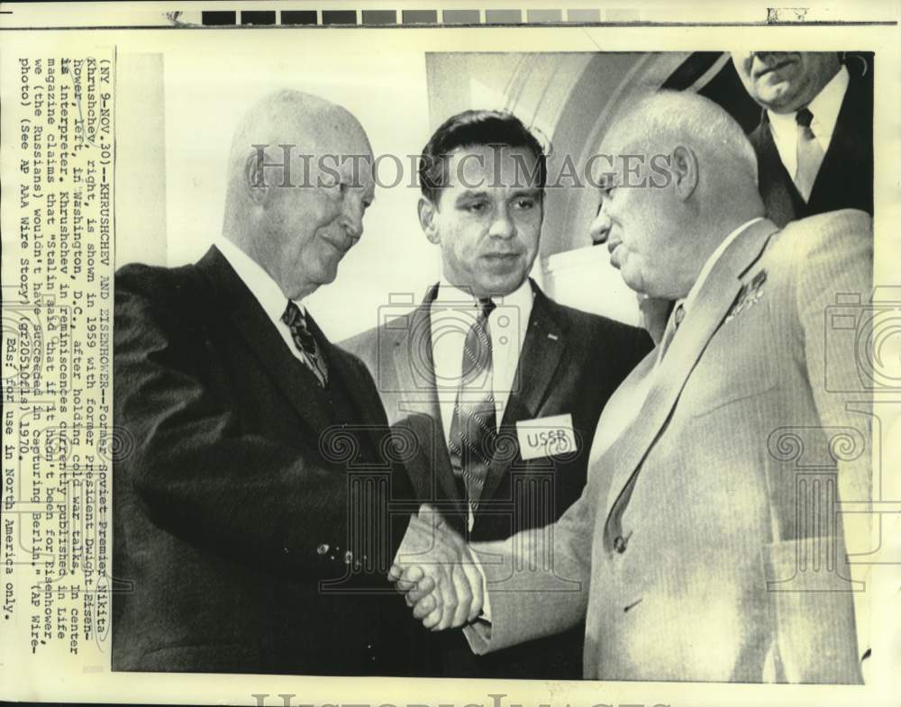 1959 Press Photo Soviet&#39;s Khrushchev and former President Eisenhower in D.C.