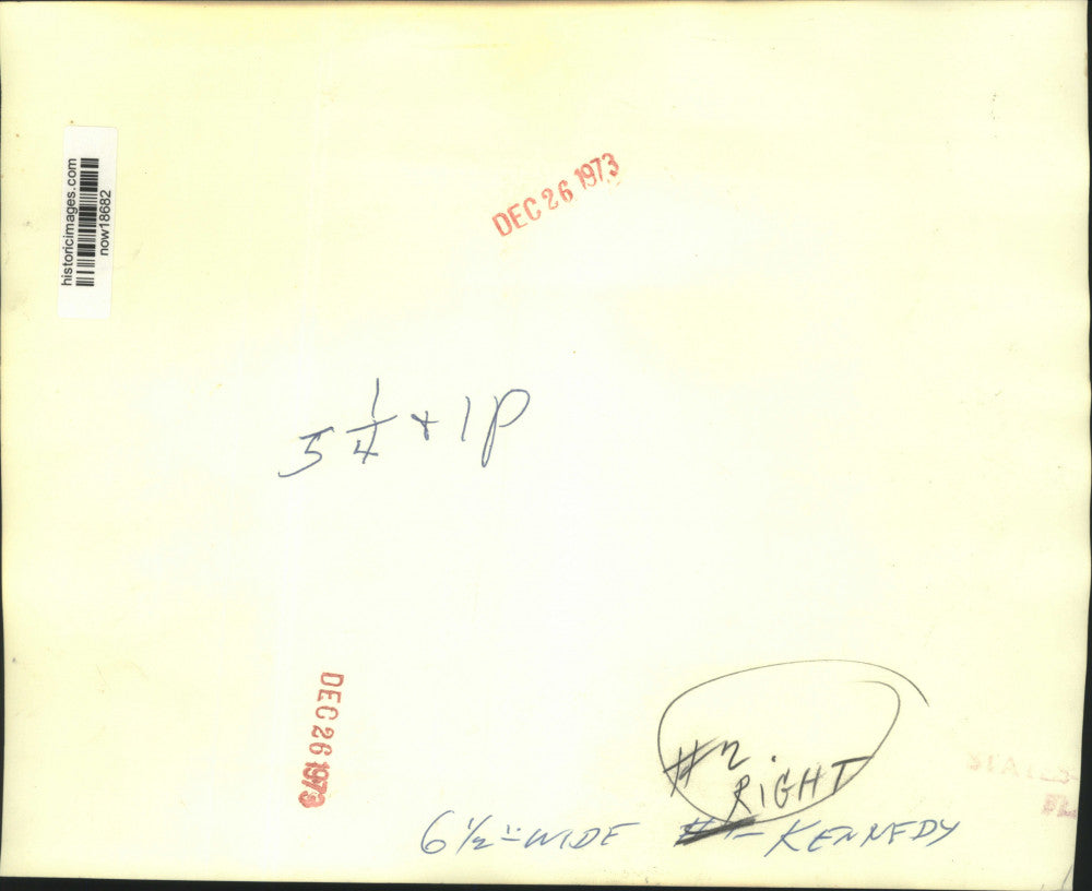 1973 Press Photo Senator Edward Kennedy and son sled snow covered hill in VA