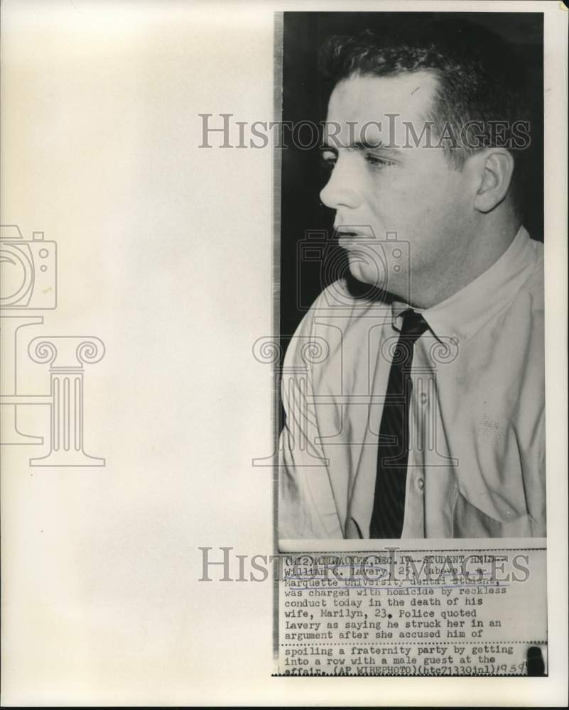 1959 Press Photo William Lavery charged with homicide in death of wife.