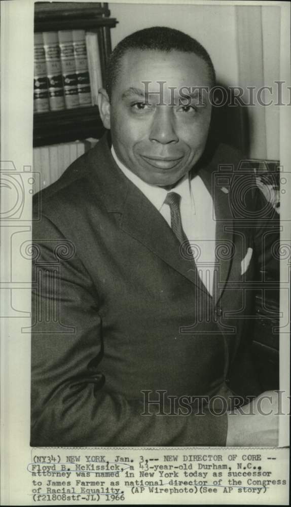 1966 Press Photo Floyd Mckissack, new director of Congress of Racial Equality