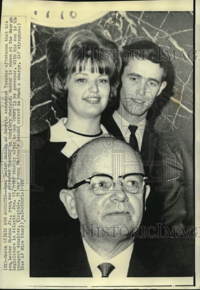 1967 Press Photo Georgia Governor Lester Maddox shown with daughter and son