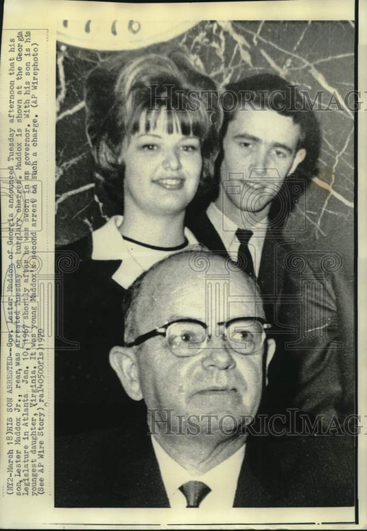1967 Press Photo Georgia Governor Lester Maddox shown with daughter and son