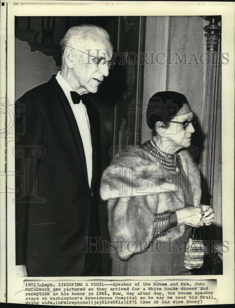 1965 Press Photo House Speaker and Mrs. McCormack at White House dinner.