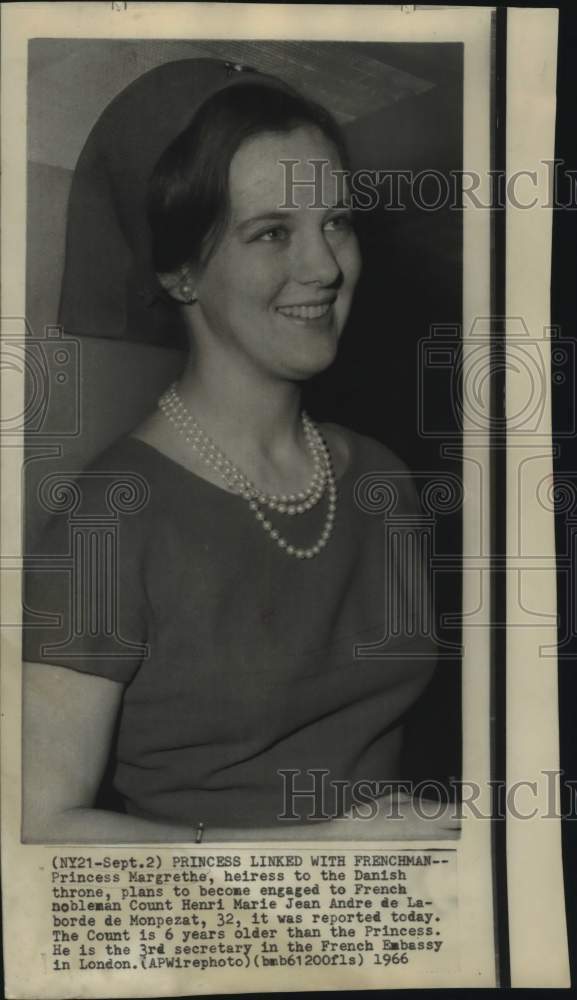 Load image into Gallery viewer, 1966 Press Photo Heiress to Danish throne Princess Margrethe linked to frenchman

