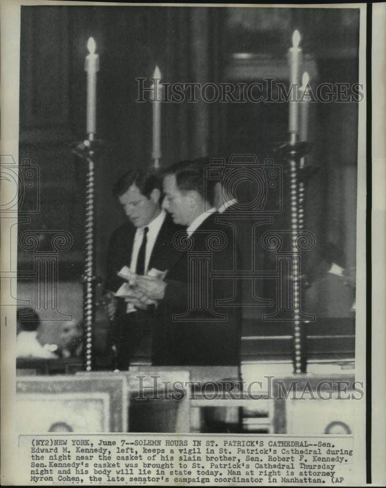 1968 Press Photo Senator Edward Kennedy and Myron Cohen at St. Patrick&#39;s