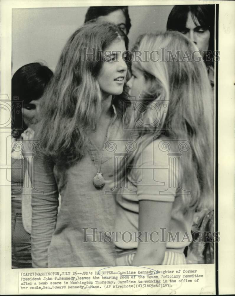 Load image into Gallery viewer, 1974 Press Photo Caroline Kennedy leaves hearing room of House Judiciary
