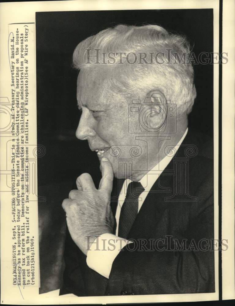 Load image into Gallery viewer, 1969 Press Photo Treasury Secretary David Kennedy at Senate Finance Committee
