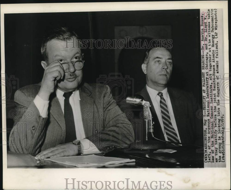 Load image into Gallery viewer, 1959 Press Photo Doctors Austin Bouse and Lloyd Law testify at fallout hearing
