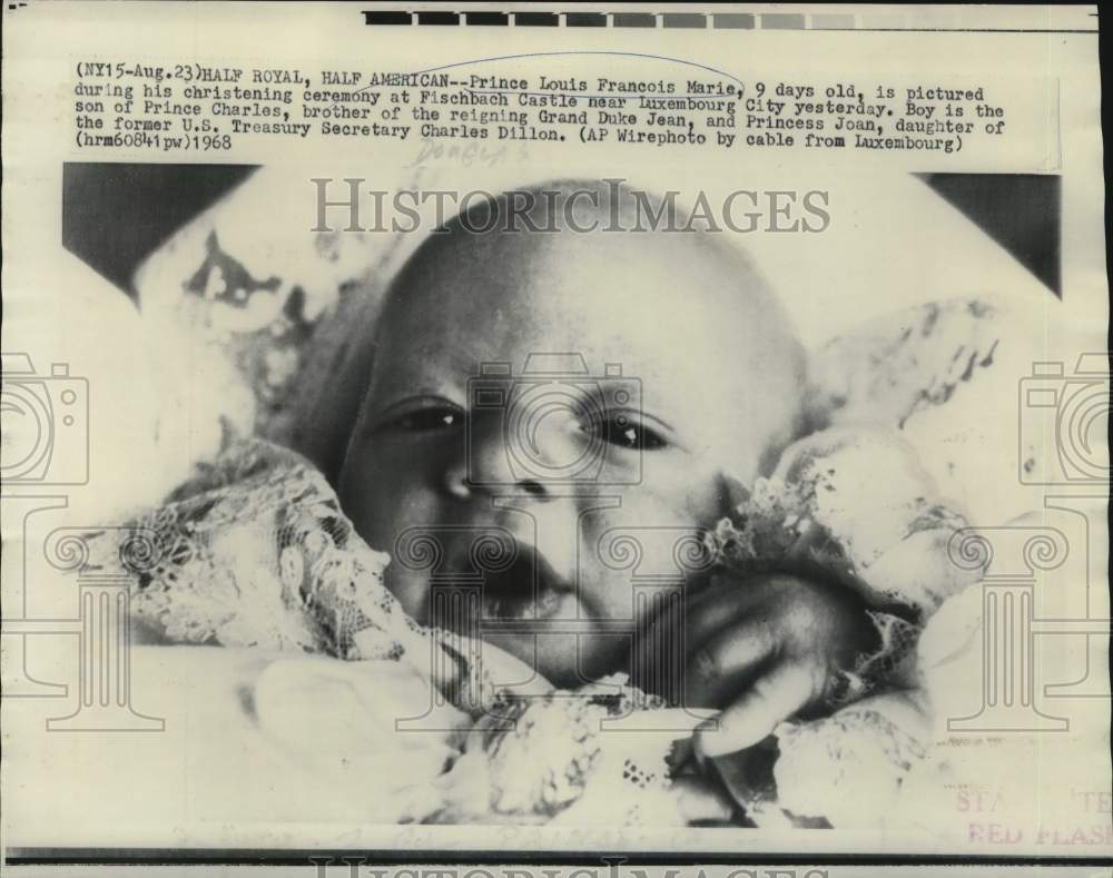 1968 Press Photo Prince Louis Francois Marie at Luxembourg City christening