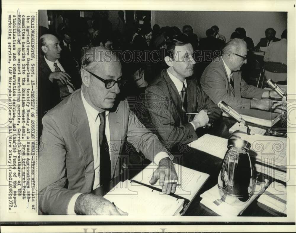 1972 Press Photo Frank McKnight and others testify at House Agriculture hearing