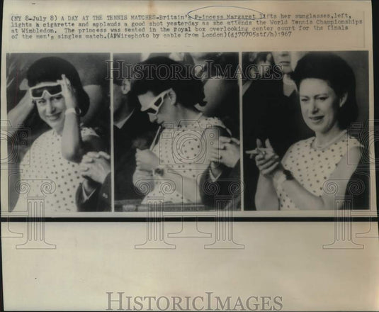 1967 Press Photo Views of Princess Margaret at Wimbledon World Tennis Match