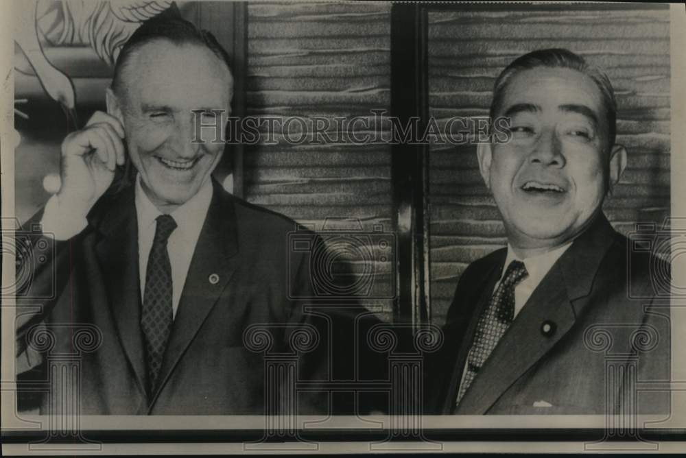 1967 Press Photo Senate Majority Leader Mansfield and Japan&#39;s Sato confer