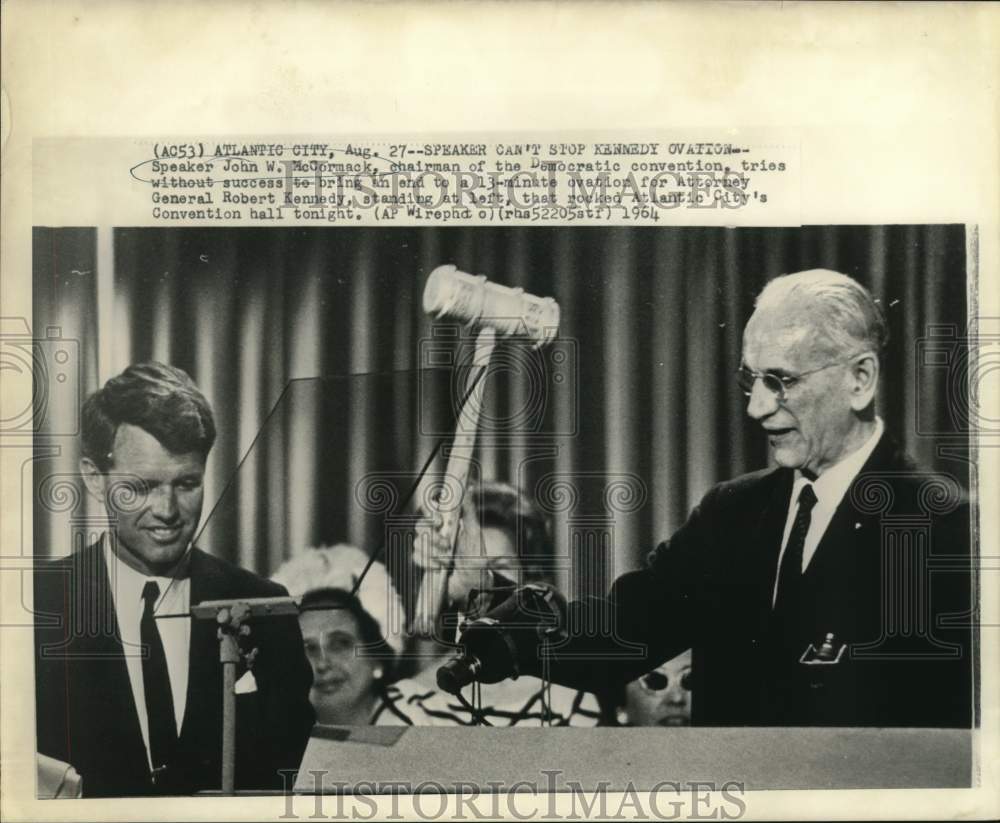 1964 Press Photo Speaker McCormack brings down gavel on Kennedy&#39;s ovation