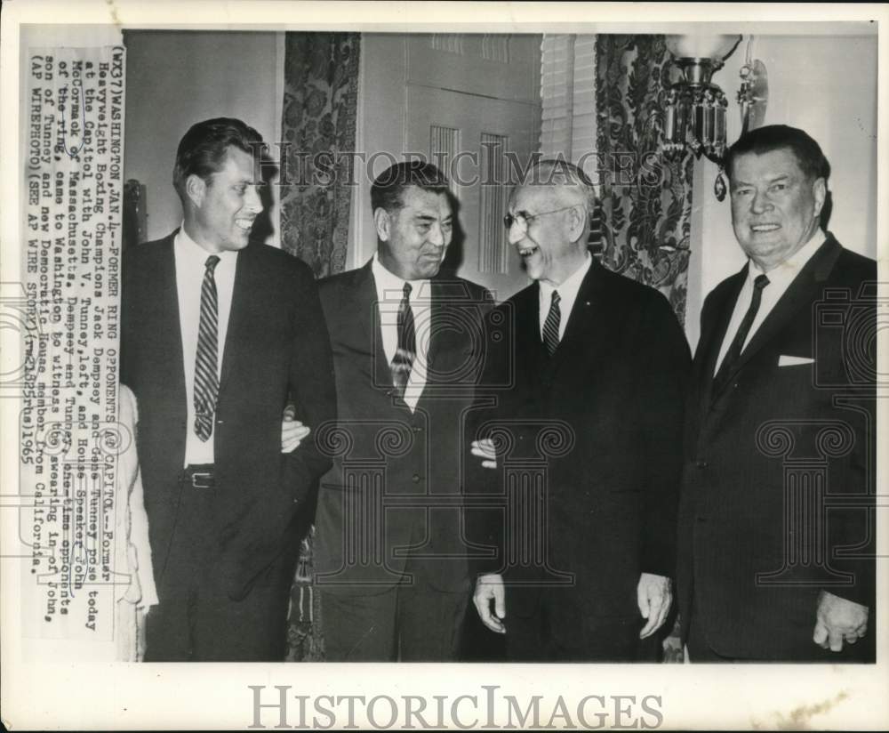 1965 Press Photo Boxers Dempsey and Tunney with Speaker McCormack in Washington